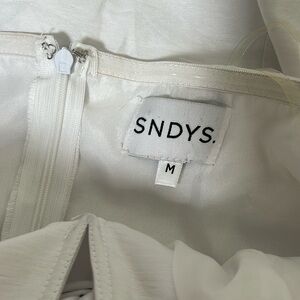 SNDYS Strapless Tie Front Midi Dress White Size M